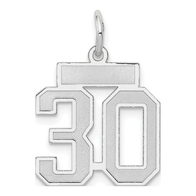 14K White Gold Small Number 30 Charm