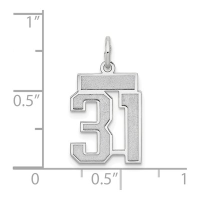 14K White Gold Small Number 31 Pendant – view 3