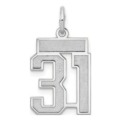 14K White Gold Small Number 31 Pendant