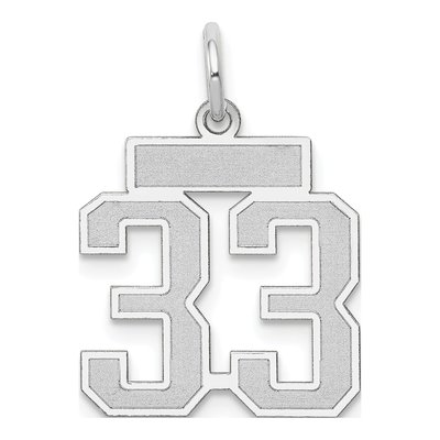 14K White Gold Number 33 Charm