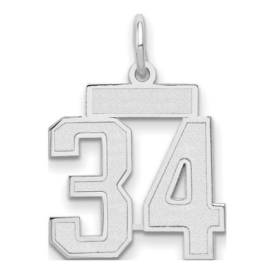 14K White Gold Number 34 Charm