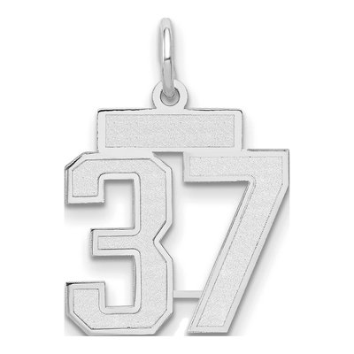 14K White Gold Small Number 37 Pendant