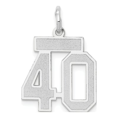 14K White Gold Number 40 Charm