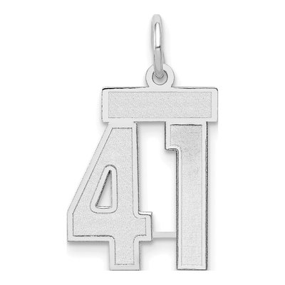 14K White Gold Number 41 Charm