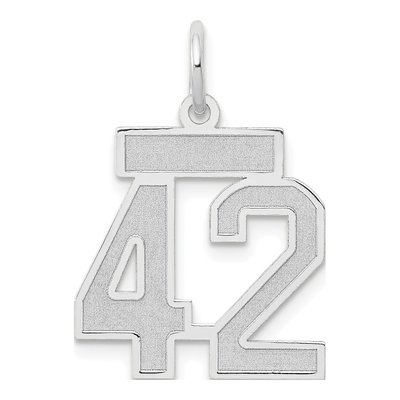 14K White Gold Small Number 42 Charm