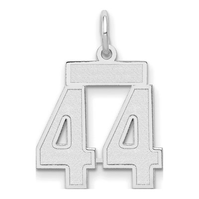14K White Gold Small Number 44 Charm