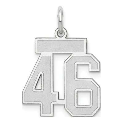 14K White Gold Number 46 Charm