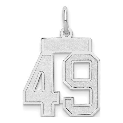 14K White Gold Small Number 49 Pendant