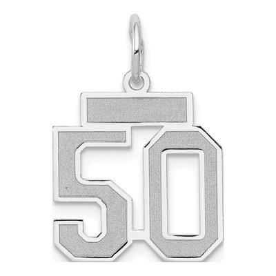 14K White Gold Number 50 Charm
