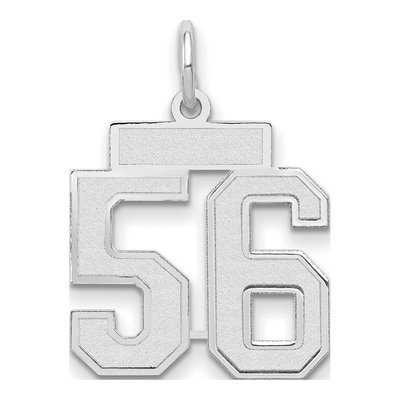 14K White Gold Number 56 Charm