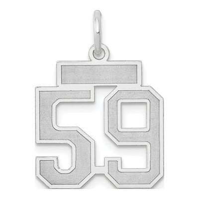 14K White Gold Small Number 59 Pendant