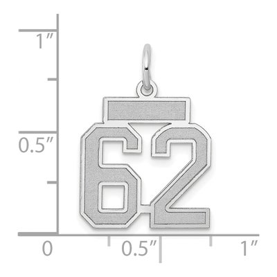 14K White Gold Small Number 62 Pendant – view 4