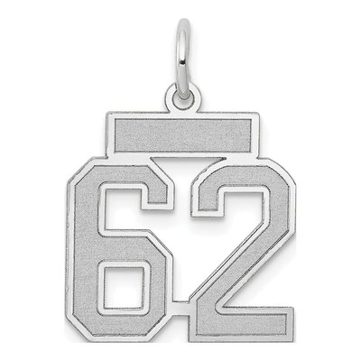 14K White Gold Small Number 62 Pendant