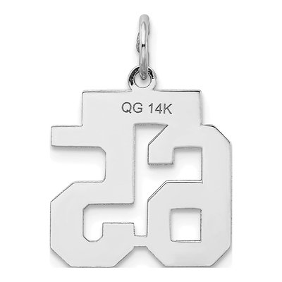 14K White Gold Number 65 Charm – view 3