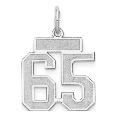 14K White Gold Number 65 Charm