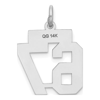 14K White Gold Number 67 Charm – view 3
