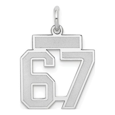 14K White Gold Number 67 Charm