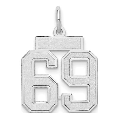 14K White Gold Number 69 Charm