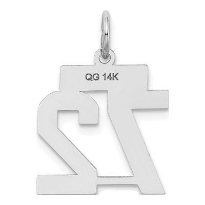 14K White Gold Number 72 Charm – view 3