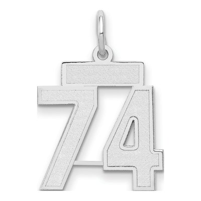 14K White Gold Number 74 Pendant