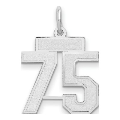 14K White Gold Small Number 75 Pendant
