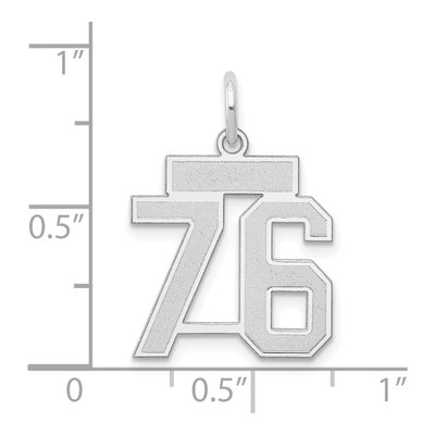 14K White Gold Number 76 Charm – view 3