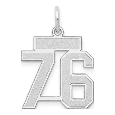 14K White Gold Number 76 Charm
