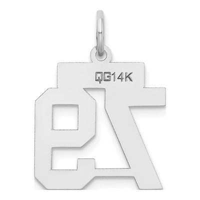 14K White Gold Number 79 Charm – view 3