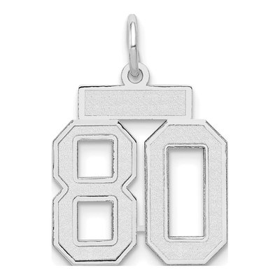 14K White Gold Small Number 80 Charm