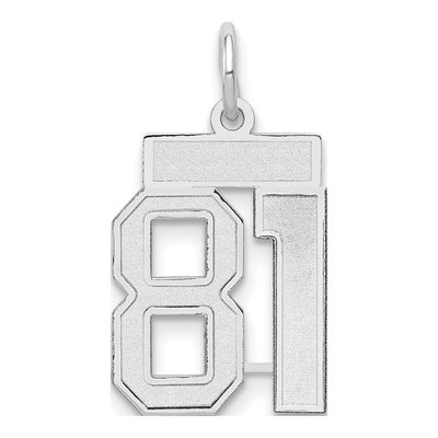 14K White Gold Small Number 81 Pendant