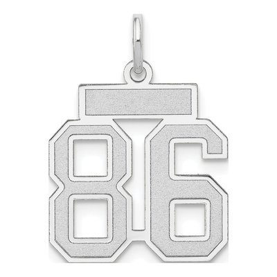 14K White Gold Number 86 Charm