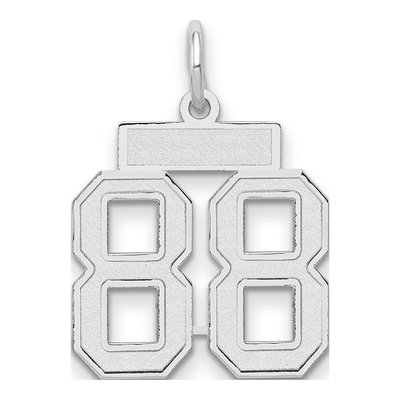 14K White Gold Small Number 88 Pendant