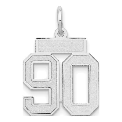 14K White Gold Small Number 90 Pendant