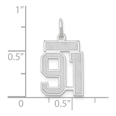 14K White Gold Number 91 Charm – view 4