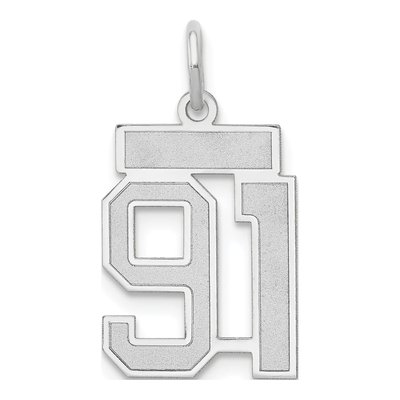 14K White Gold Number 91 Charm