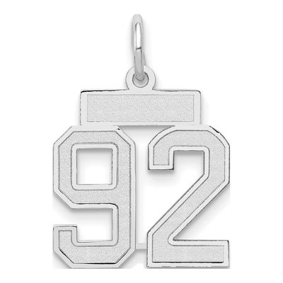 14K White Gold Number 92 Charm