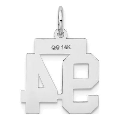14K White Gold Number 94 Pendant – view 3