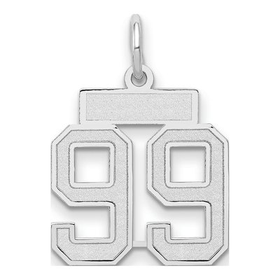 14K White Gold Number 99 Charm