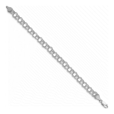 14K White Gold Hollow Link Charm Bracelet – view 3