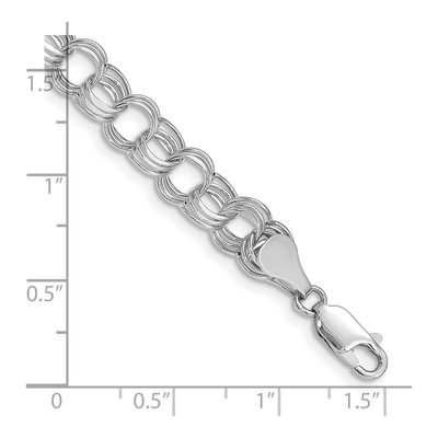 14K White Gold Hollow Link Charm Bracelet – view 4
