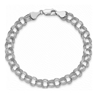 14K White Gold Hollow Link Charm Bracelet – view 5