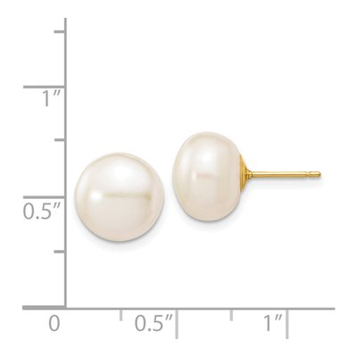 14K Yellow Gold Freshwater Cultured Pearl Button Stud Earrings – view 4