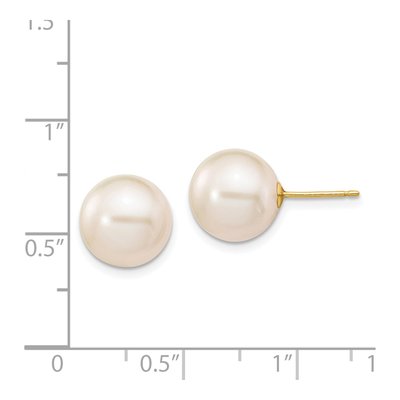14K Yellow Gold Round Freshwater Cultured Pearl Stud Earrings – view 4