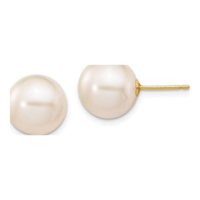 14K Yellow Gold Round Freshwater Cultured Pearl Stud Earrings