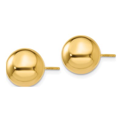 14K Yellow Gold Puffed Ball Stud Earrings – view 3