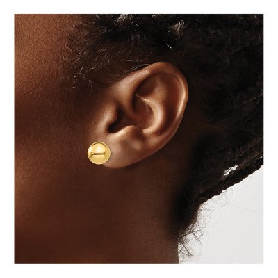 14K Yellow Gold Puffed Ball Stud Earrings – view 4
