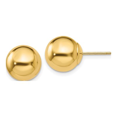 14K Yellow Gold Puffed Ball Stud Earrings