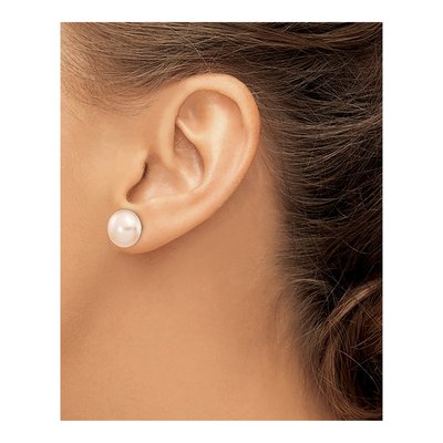 14K Yellow Gold Pink Freshwater Cultured Pearl Button Stud Earrings – view 4
