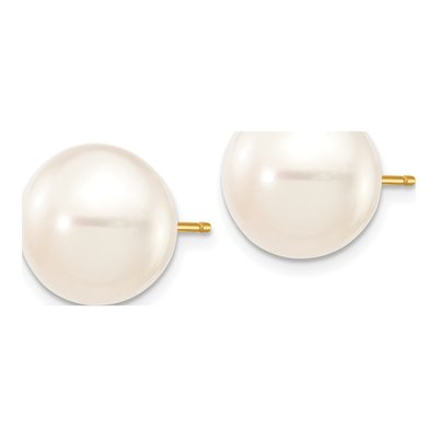 14K Yellow Gold Freshwater Cultured Pearl Button Stud Earrings – view 3