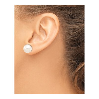 14K Yellow Gold Freshwater Cultured Pearl Button Stud Earrings – view 4